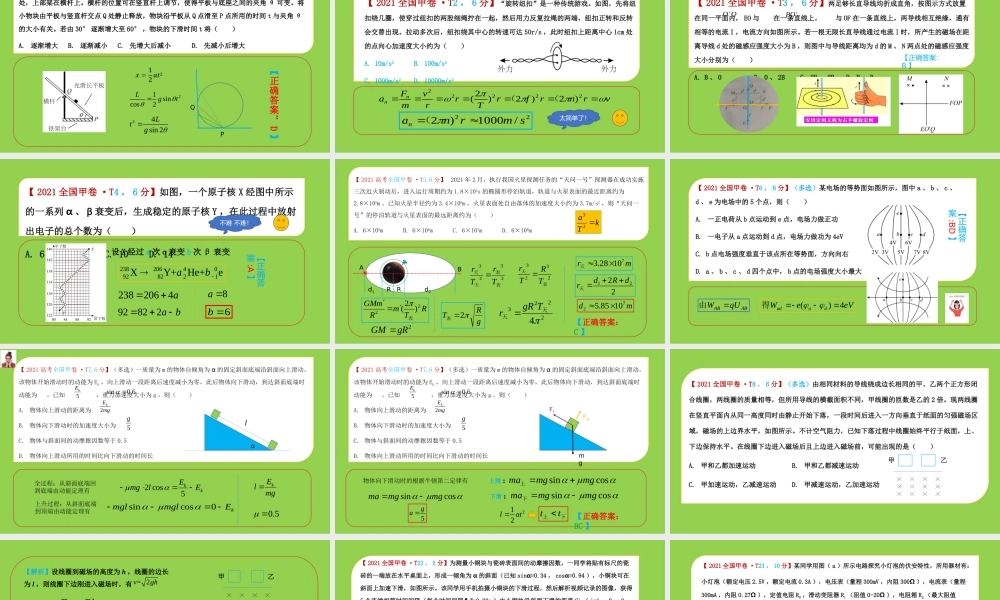 2021年高考全国甲卷物理试题分析.pptx