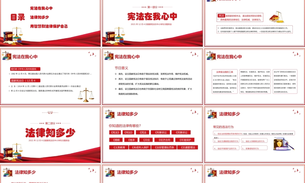 全国中小学生国家宪法日班会宪法在我心中PPT课件（带内容）.pptx