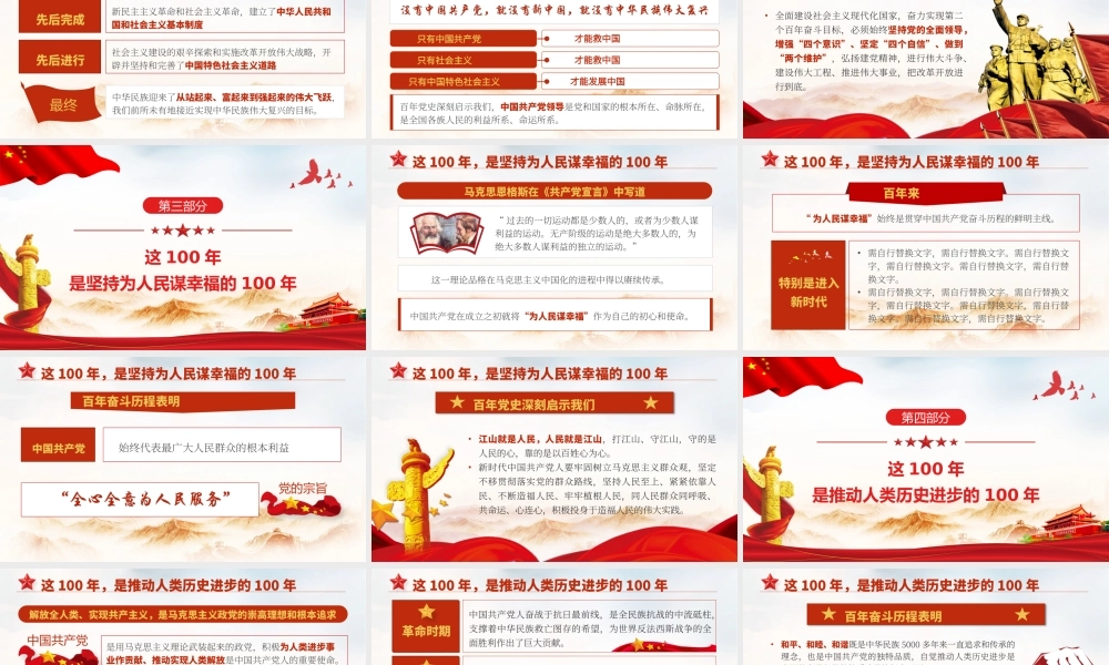 百年大党风华掠影党史党课培训PPT课件（带内容）.pptx