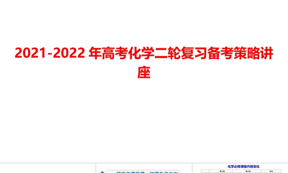 2021-2022年高考化学二轮复习备考策略讲座.pptx