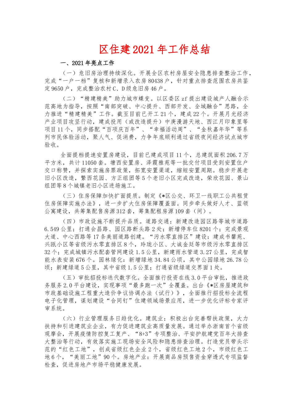 住建2021年工作总结.docx_第1页