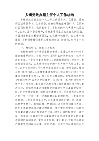 乡镇党政办副主任个人工作总结.doc