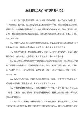 质量管理组织机构及职责要求汇总.docx