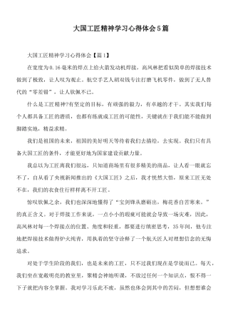 大国工匠精神学习心得体会5篇.docx