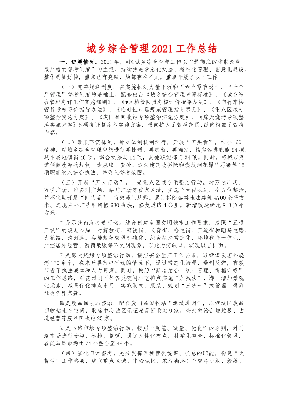 城乡综合管理2021工作总结.docx_第1页