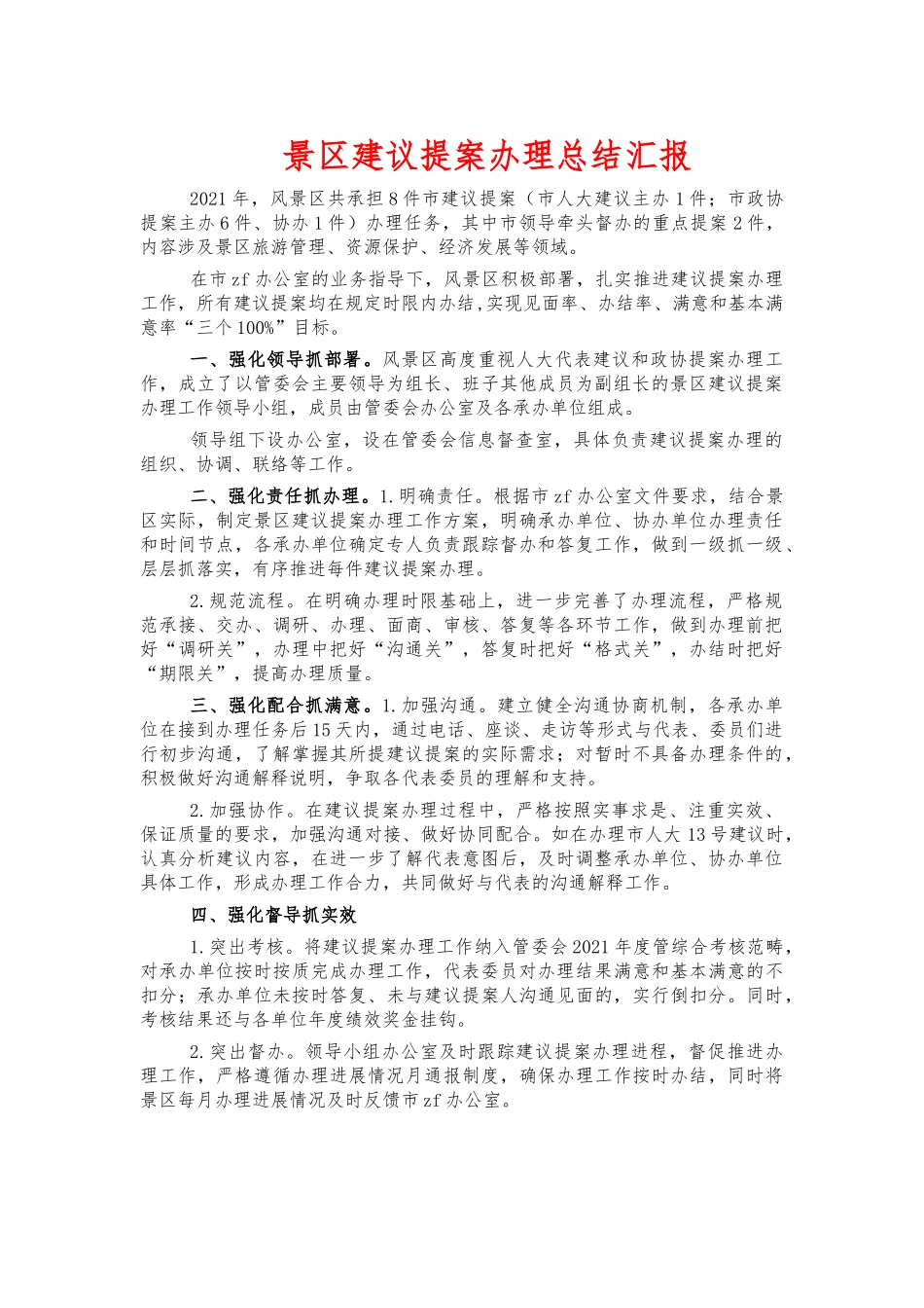 景区建议提案办理总结汇报.docx_第1页