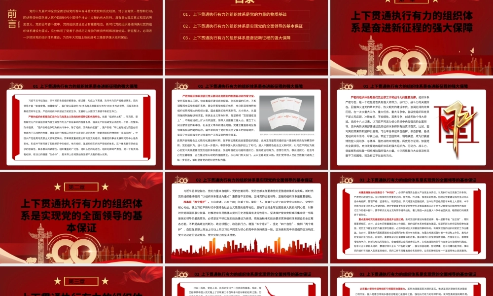 抓好党的组织体系建设-建强上下贯通执行有力的组织体系党支部学习党课PPT课件（带内容）.pptx