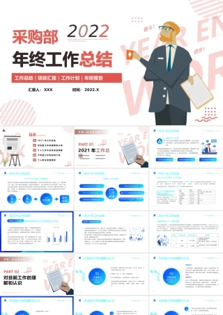 采购部年终总结-2021年度工作汇报2022工作计划PPT课件（带内容）.pptx