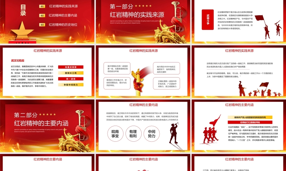 红色红岩精神中国精神专题讲座党政部门党支部团支部党史知识专题辅导动态PPT模板.pptx