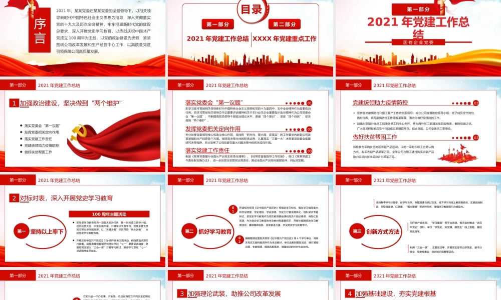 2021年党建工作总结及2022年党建工作计划PPT课件（带内容）.pptx