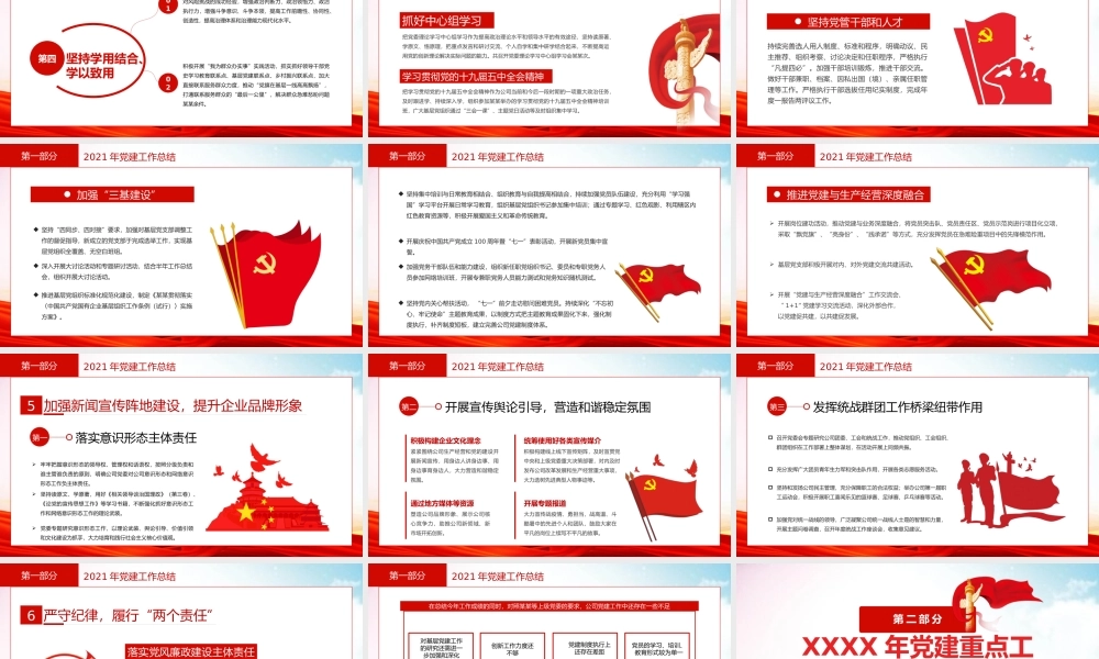2021年党建工作总结及2022年党建工作计划PPT课件（带内容）.pptx
