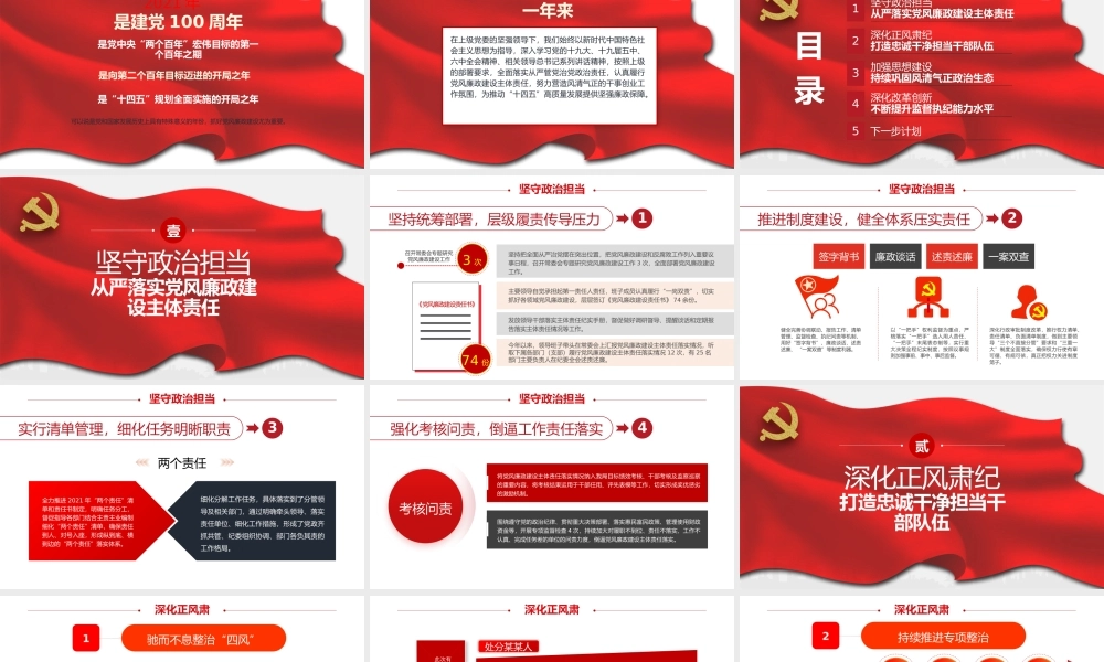 履行党风廉政建设主体责任情况报告PPT课件（带内容）.pptx