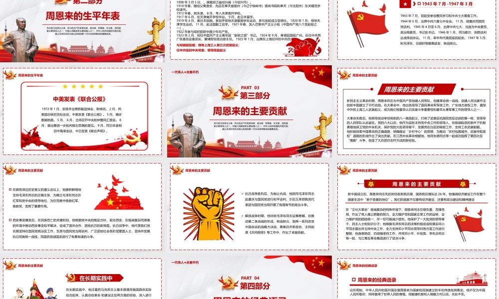 人民幸福国家繁荣人民的好总理周恩来逝世XX周年纪念PPT课件（带内容）.pptx