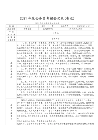 2021年度公务员考核登记表(书记).docx