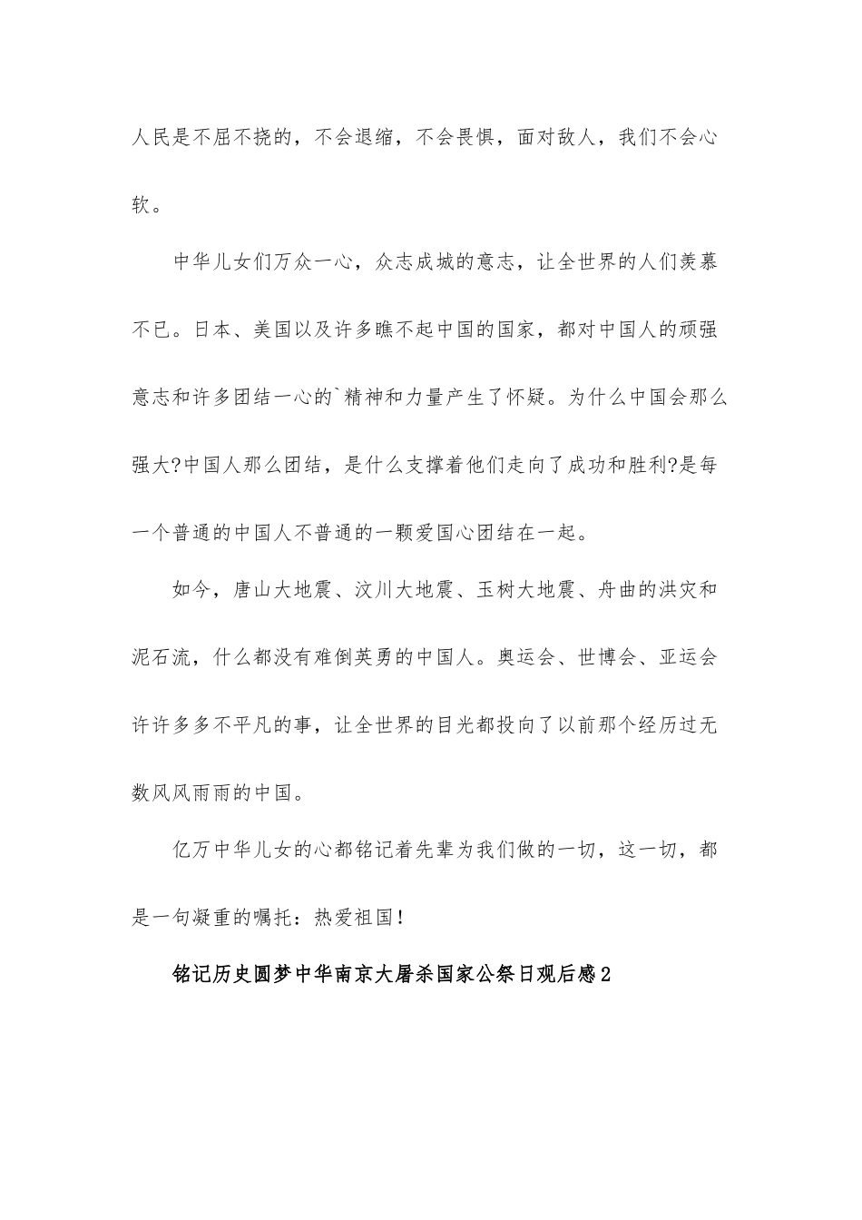 铭记历史圆梦中华南京大屠杀国家公祭日观后感心得体会5篇.docx_第2页