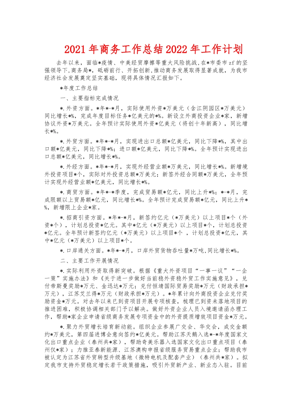 2021年商务工作总结2022年工作计划.docx_第1页
