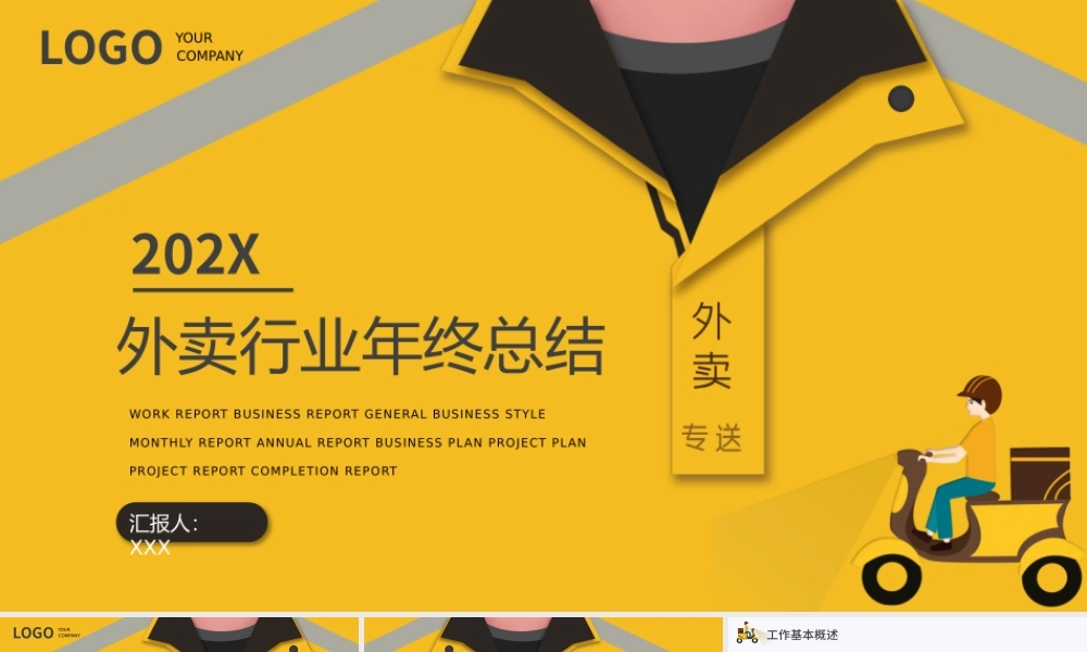 黄色外卖行业年终总结PPT模板.pptx