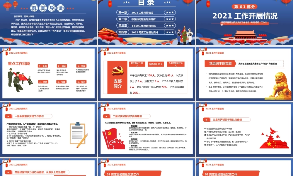2021年党支部年终党建工作总结暨2022年党建工作计划PPT课件（带内容）.pptx