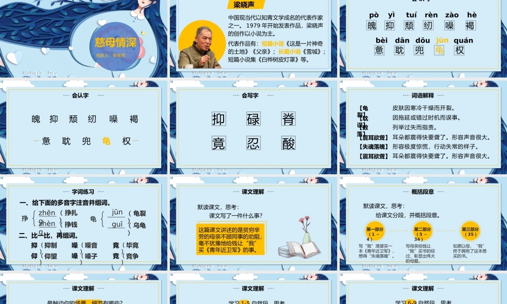 小学语文部编版五年级上册《慈母情深》教育教学PPT课件（带内容）.pptx