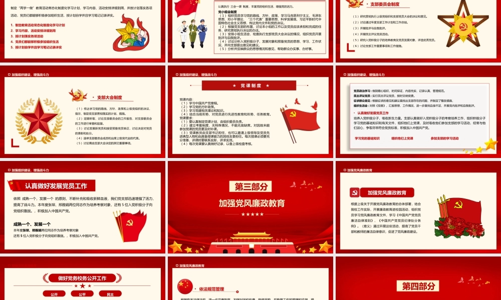 2022党支部年终工作总结基层党组织党支部工作汇报年度述职报告PP课件（带内容）.pptx