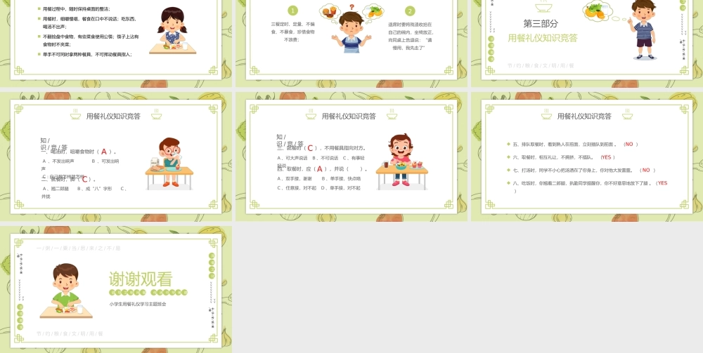 小学生餐桌礼仪主题教育PPT课件（带内容）.pptx