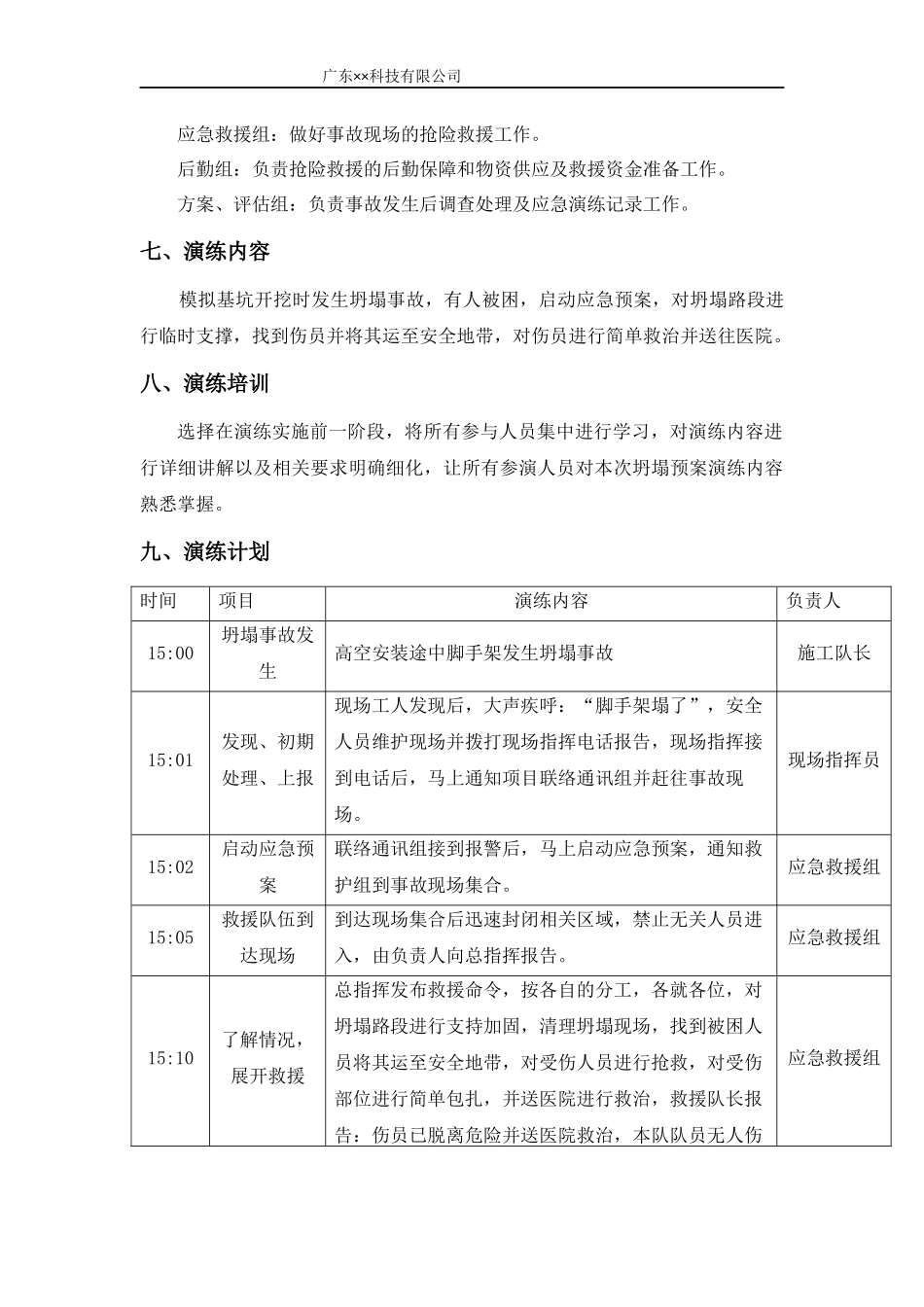 施工现脚手架坍塌应急救援演练方案及演练记录.docx_第3页