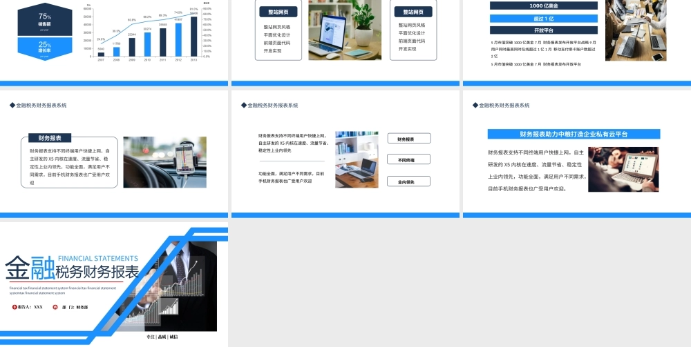 蓝色简约时尚风金融税务财务报表系统PPT课件（带内容）.ppt