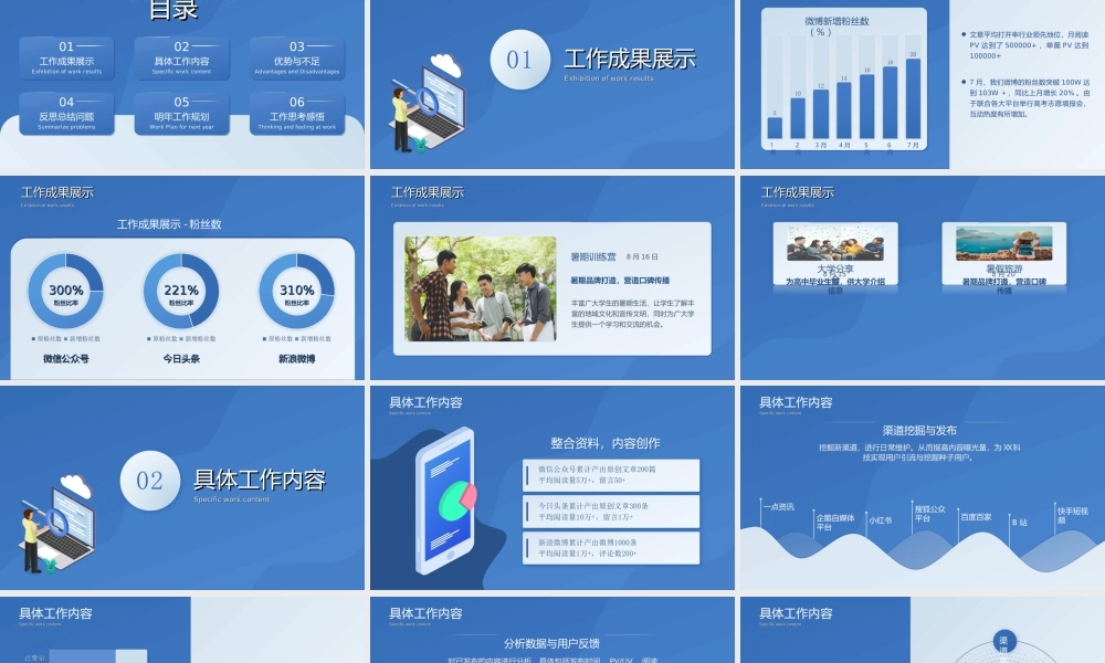 插画风新媒体运营年终总结ppt课件（带内容）.ppt