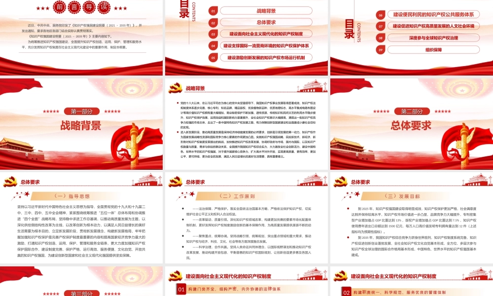《知识产权强国建设纲要（2021－2035年）》统筹推进知识产权强国建设PPT课件（带内容）.ppt