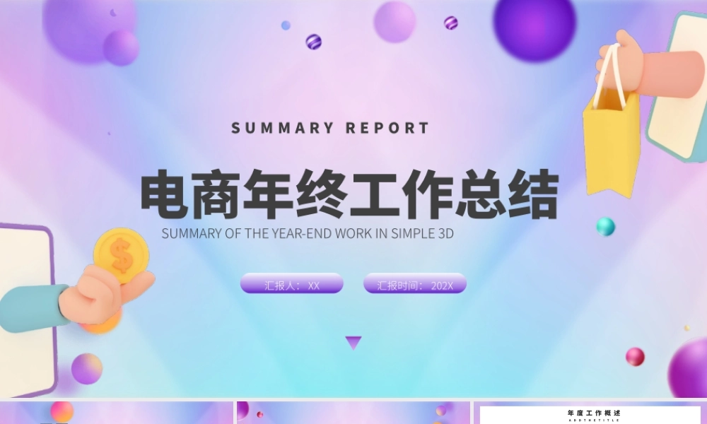 紫色渐变电商行业年终总结汇报演示PPT模板.pptx