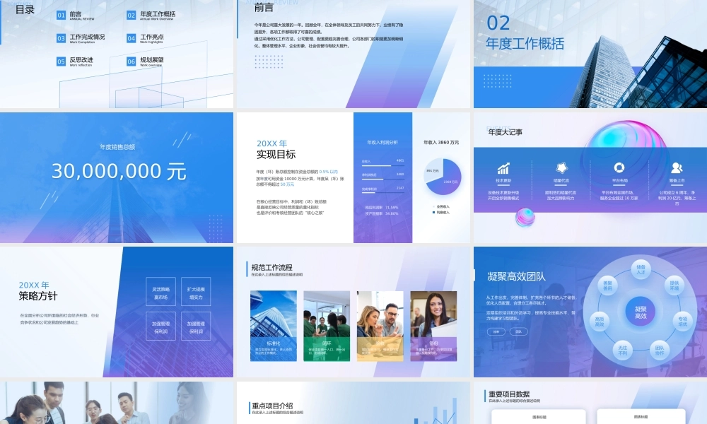 蓝紫渐变几何风商务年终汇报工作总结通用ppt课件（带内容）.pptx