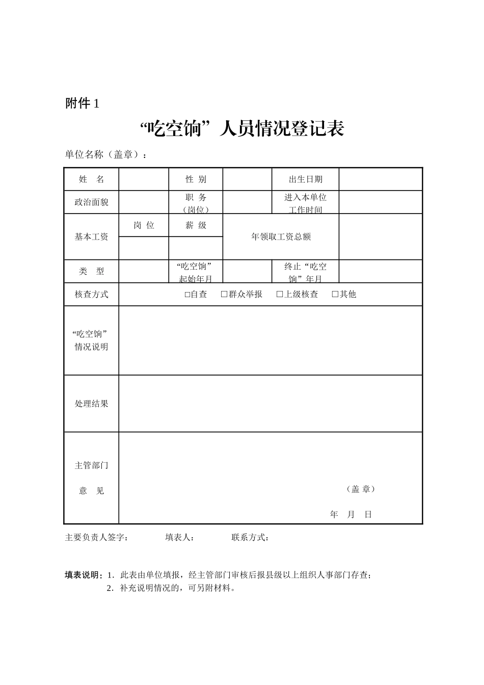 “吃空饷”人员情况登记表（附件1）.doc_第1页