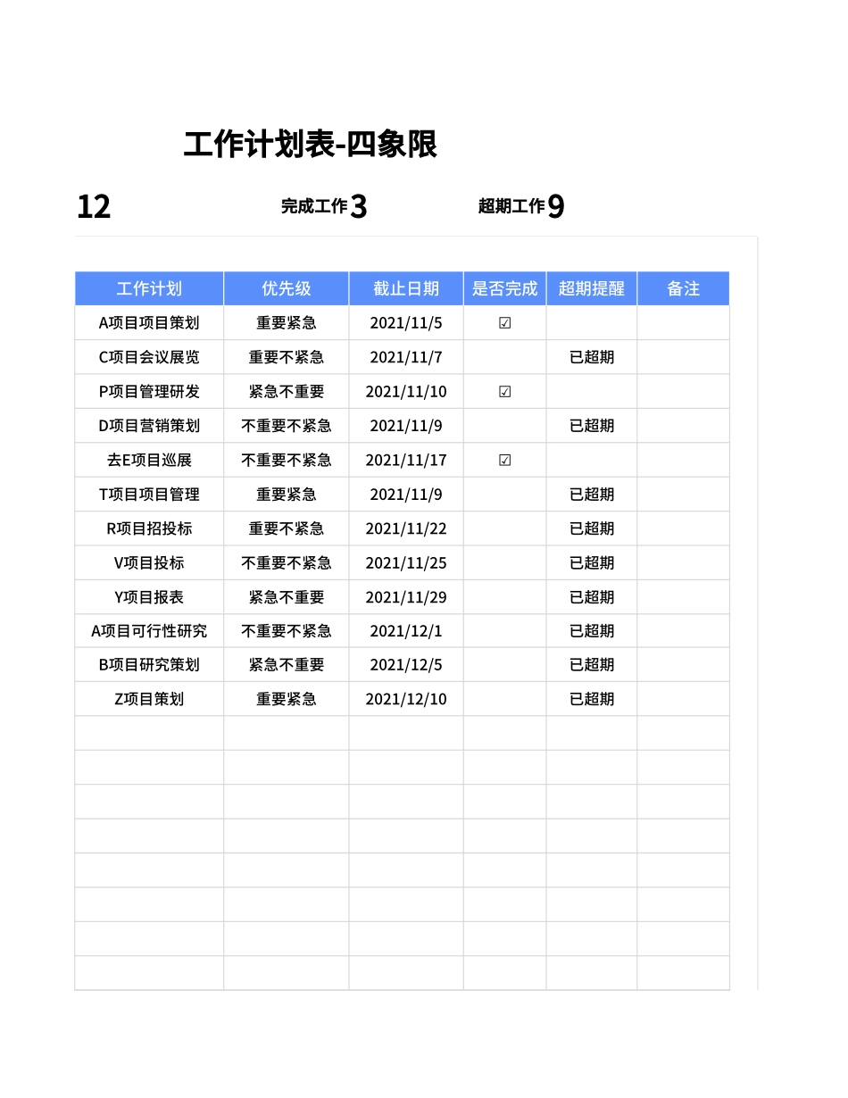工作计划表-四象限计划表.xlsx_第3页