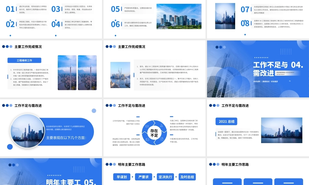 蓝色建筑工程管理部年终述职PPT模板.pptx
