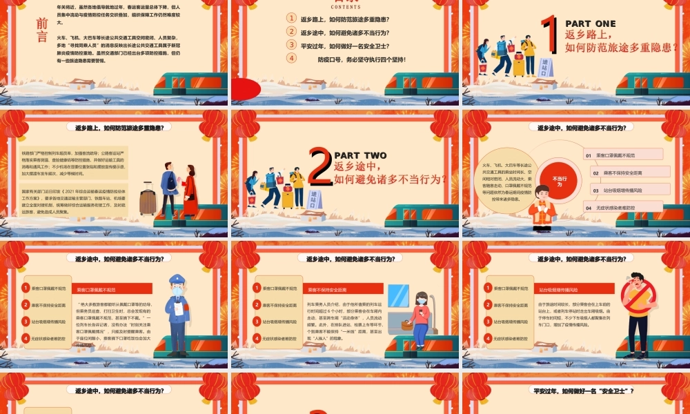 2022春运防疫平安回家防疫指南宣传PPT课件（带内容）.ppt