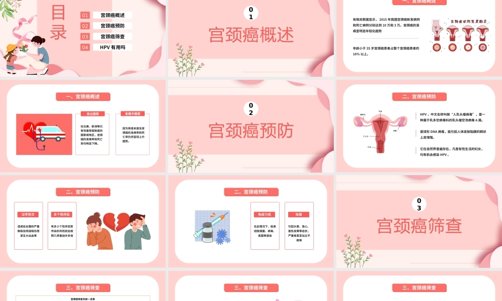 宫颈癌和HPV安全防护措施科普PPT模板.pptx