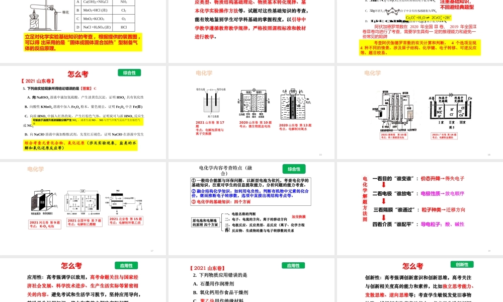 基于核心素养下的2022届高三化学学科高考复习策略.pptx