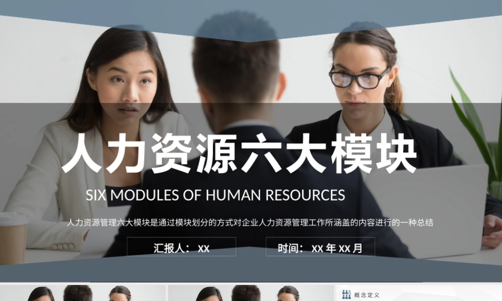 人事部门培训计划人力资源六大模块内容定义学习PPT模板.pptx