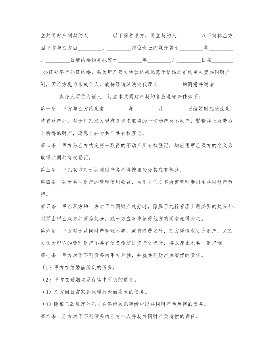 共同财产制契约.docx_第1页