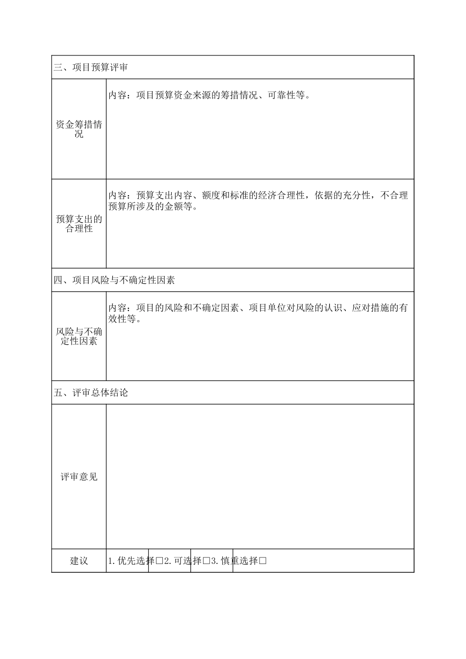 项目资金汇总评审报告审核表Excel模板.xls_第2页