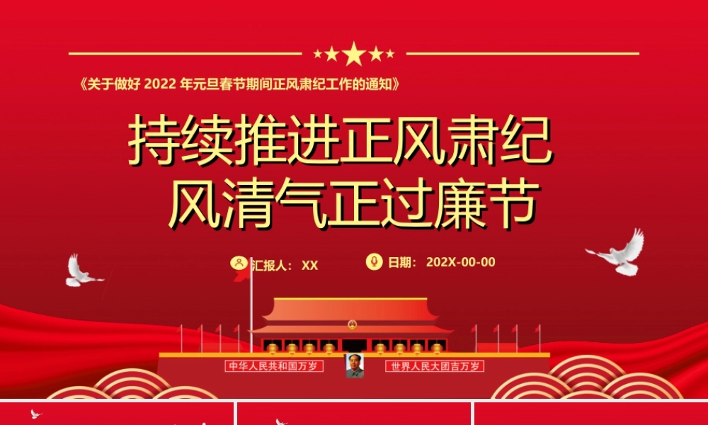 学习《关于做好2022年元旦春节期间正风肃纪工作的通知》PPT课件（带内容）1.ppt