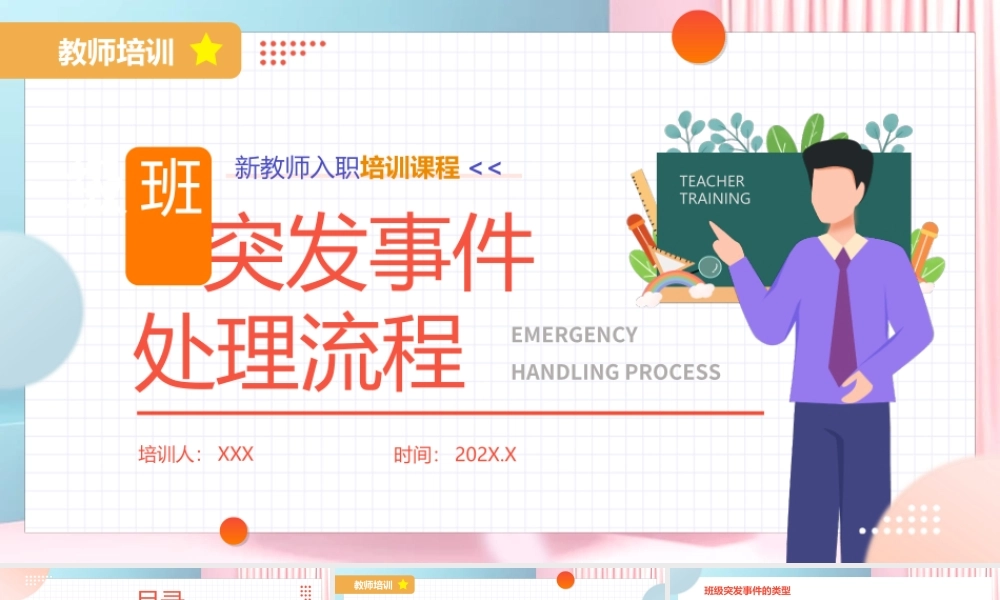 新教师入职培训-班级突发事件处理流程教育培训PPT课件（带内容）.ppt