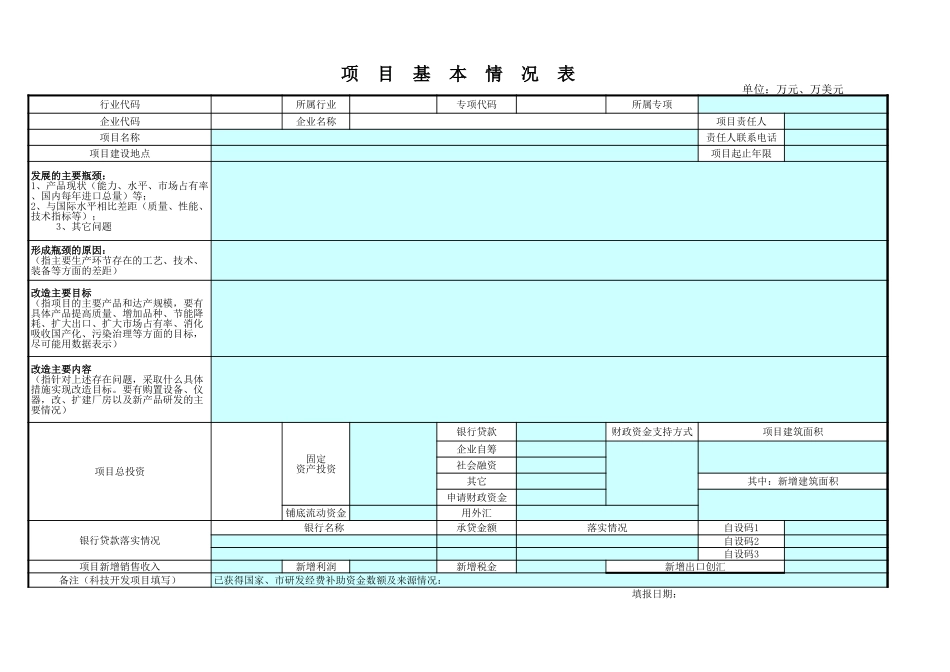 公司产品项目基本详情明细表Excel模板.xls_第1页