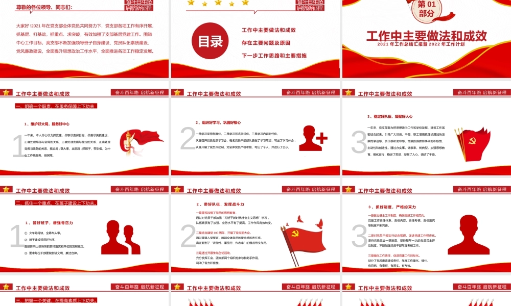 XX党支部书记年终述职报告年终总结次年计划PPT课件（带内容）.pptx