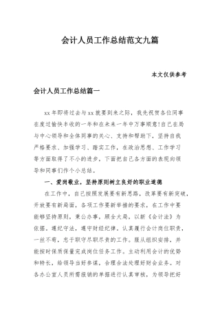会计人员工作总结范文九篇.docx