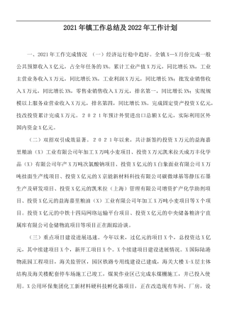 2021年镇工作总结及2022年工作计划.docx