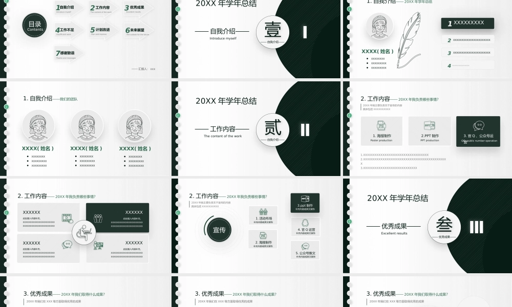 墨绿简洁XX学校学术汇报ppt模板.pptx
