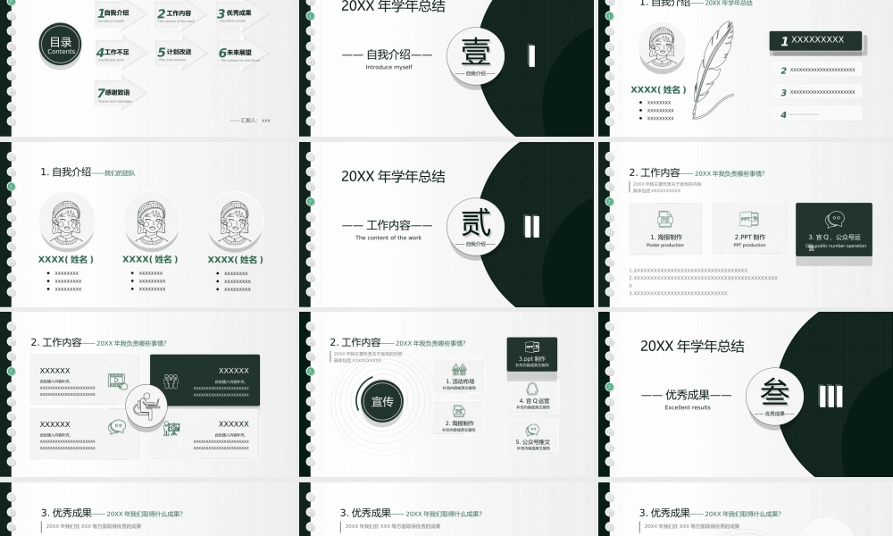 墨绿简洁XX学校学术汇报ppt模板.ppt