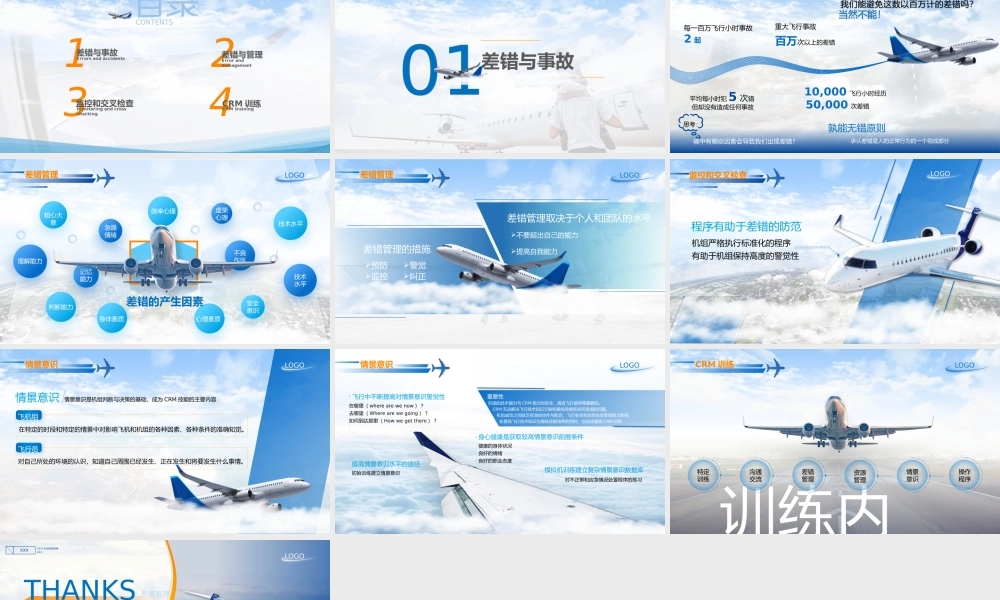 简约大气高端航空工作汇报机组管理汇报-差错管理ppt课件（带内容）.pptx