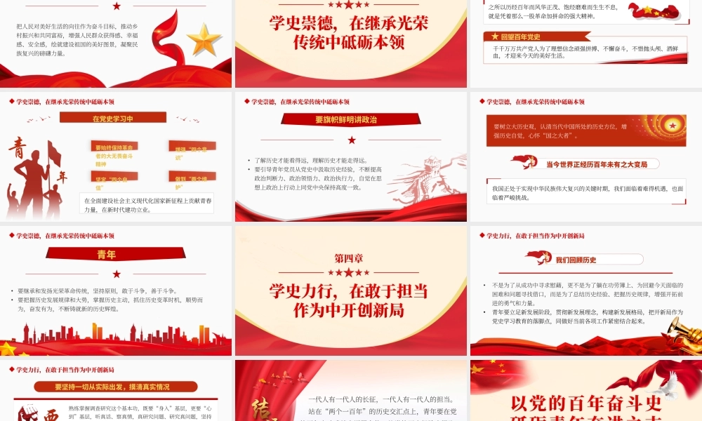 以党的百年奋斗史砥砺青年奋进之志PPT课件（带内容）.ppt